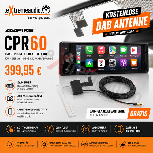Ampire cpr60 smartphone din - cpr60, 1-din